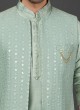 Lucknowi Work Silk Nehru Jacket Suit